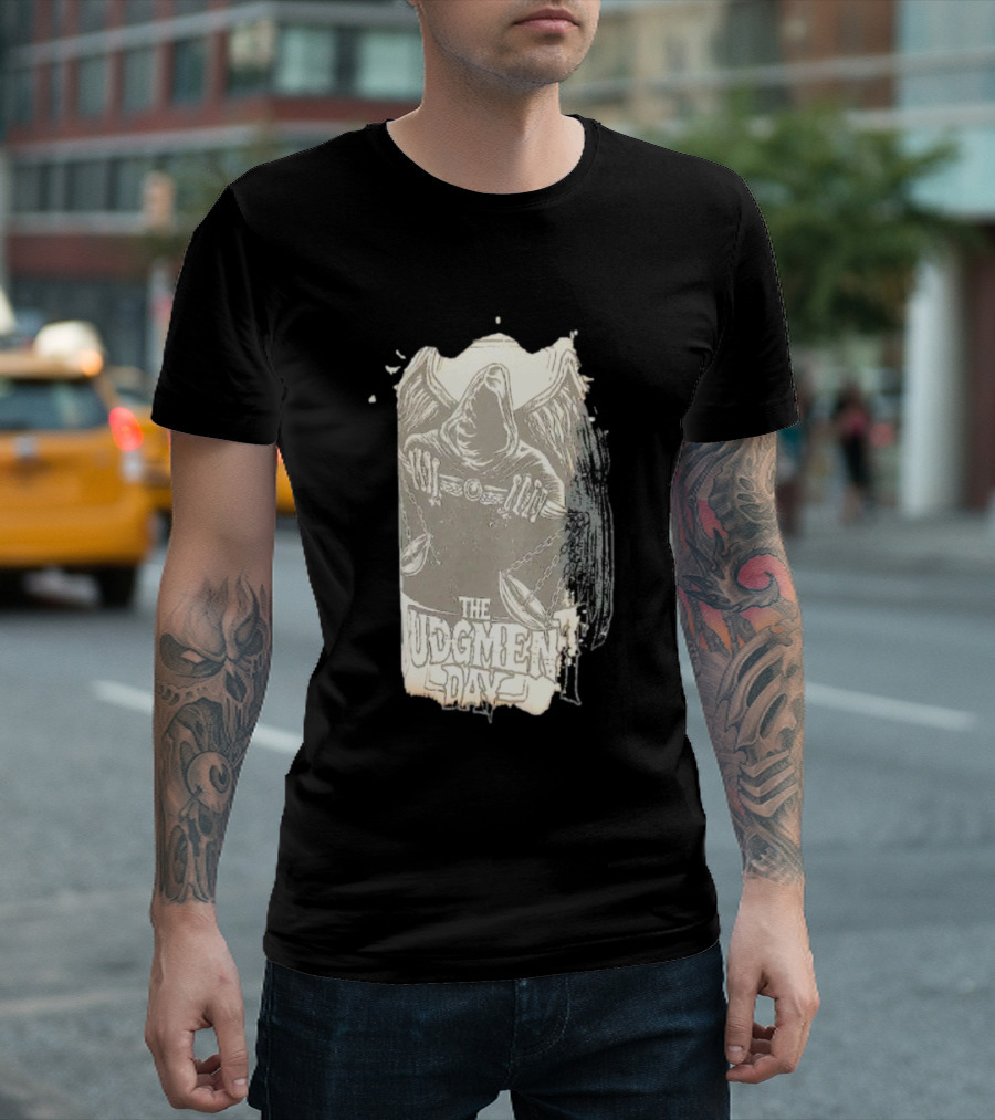 The Judgment Day All Rise Tie-Dye Grim Reaper Cloaked Figure With Chains And Wings T-Shirt