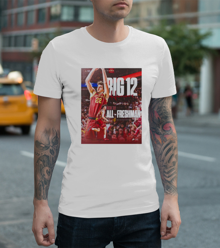 Iowa State Cyclones Men's Basketball Big 12 Honors Milan Momcilovic All Freshman Team T-Shirt