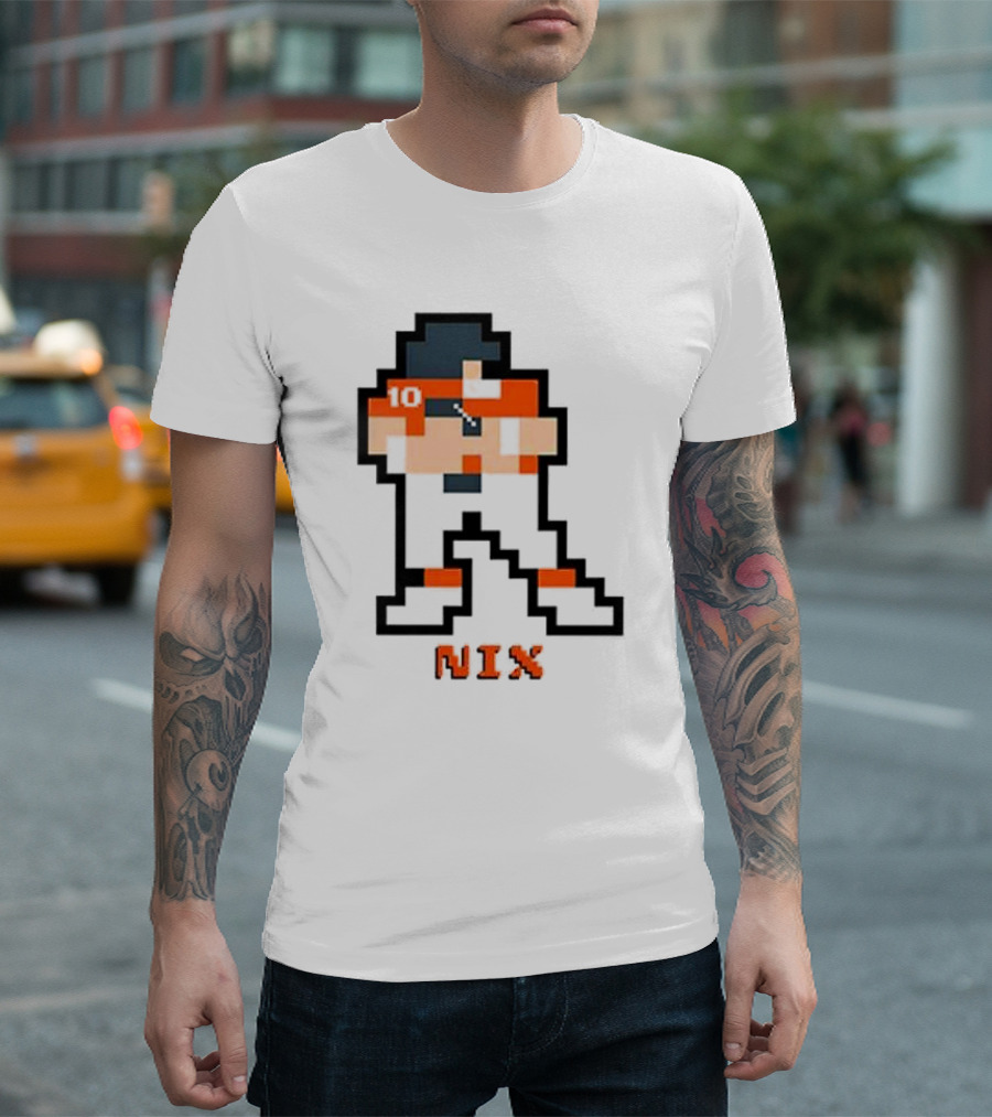 Broncos Bo Nix 8-Bit Number 10 Pixel T-Shirt