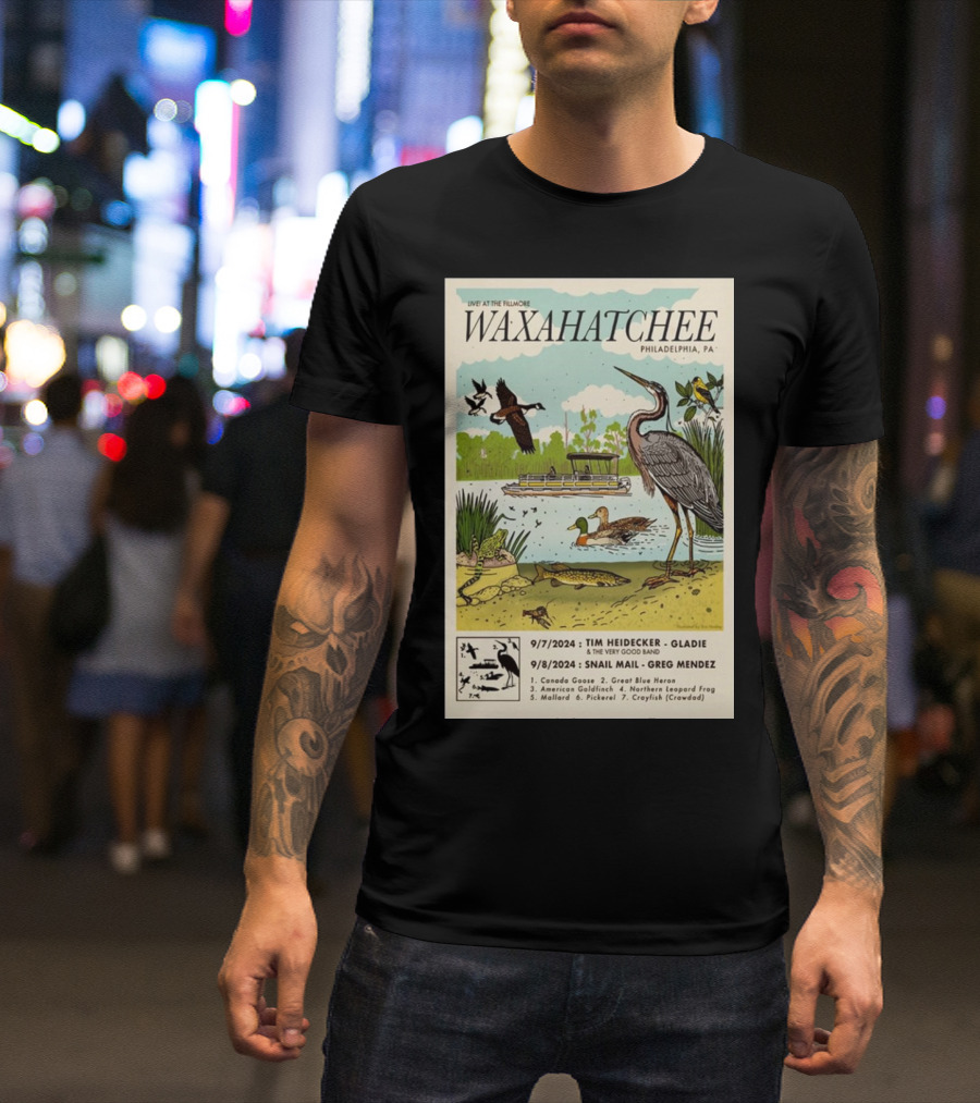 Live At The Fillmore Waxahatchee Philadelphia PA Sept 7-8 2024 Tim Heidecker Gladie Snail Mail Greg Mendez T-Shirt