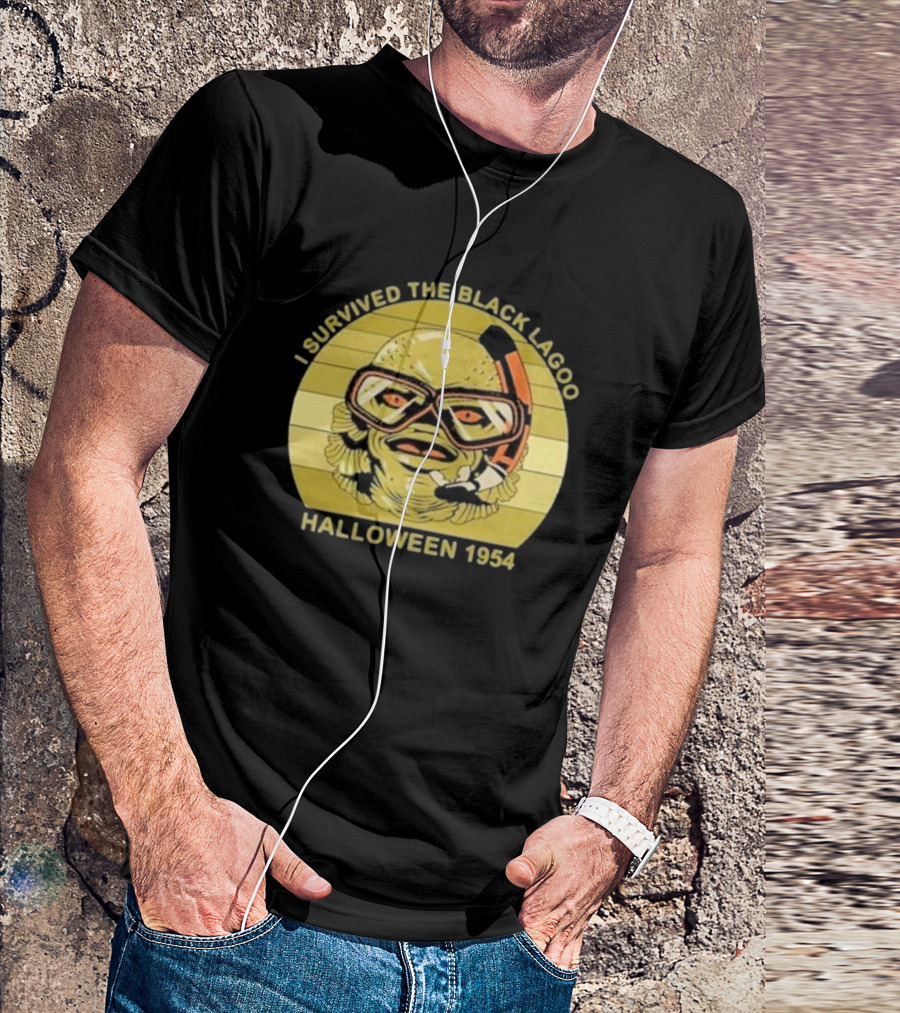I Survived The Black Lagoon Halloween 1954 Monster Diving Mask Vintage Horror T-Shirt
