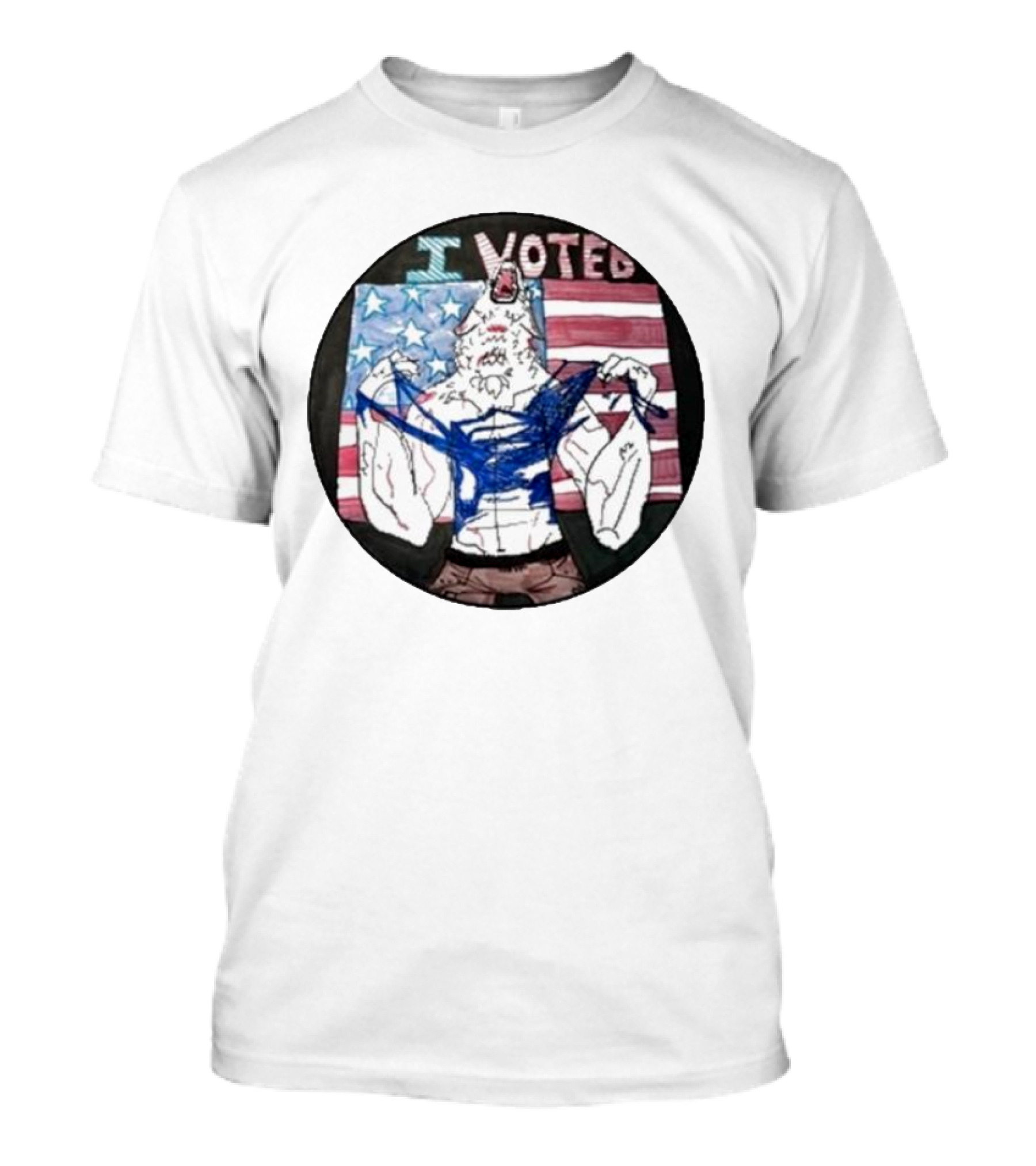 I Voted Michigan Patriotic Wolf American Flag T-Shirt
