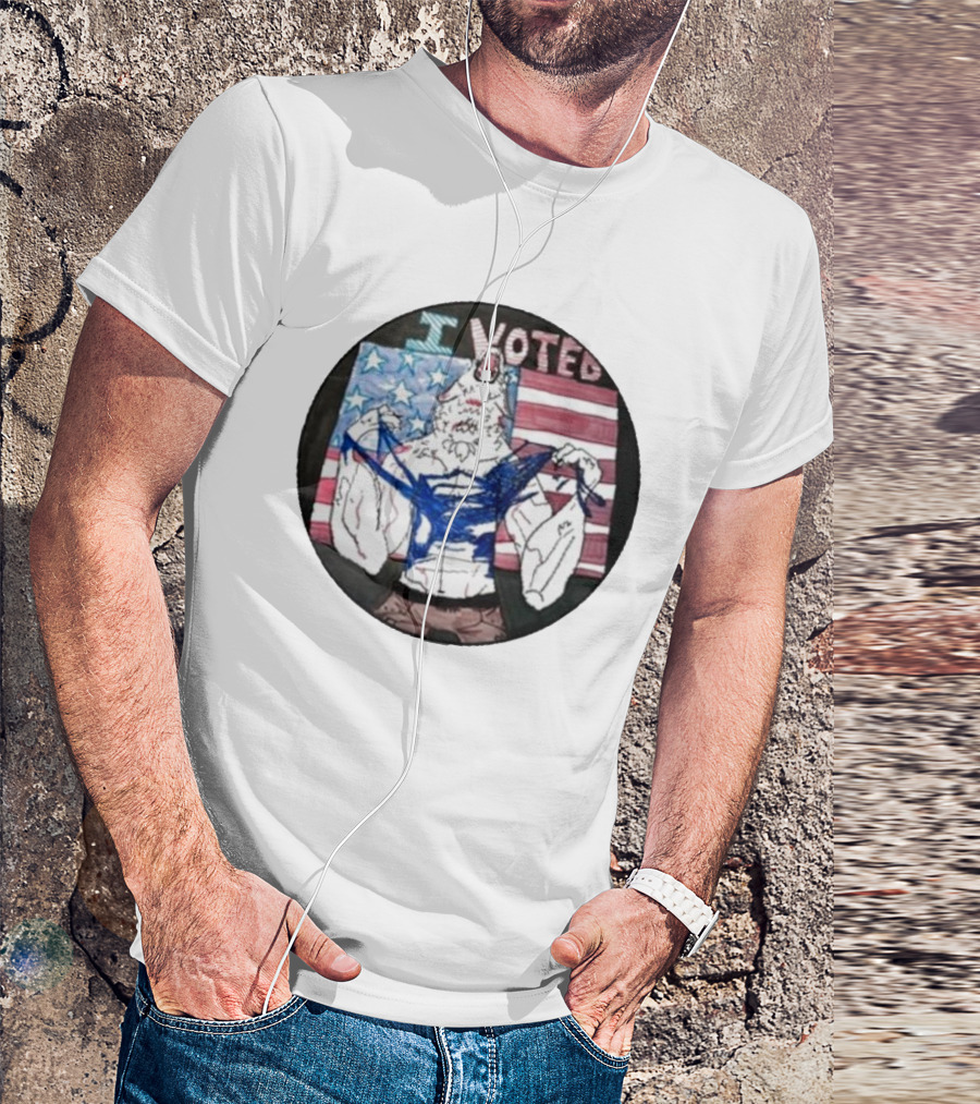 I Voted Michigan Patriotic Wolf American Flag T-Shirt
