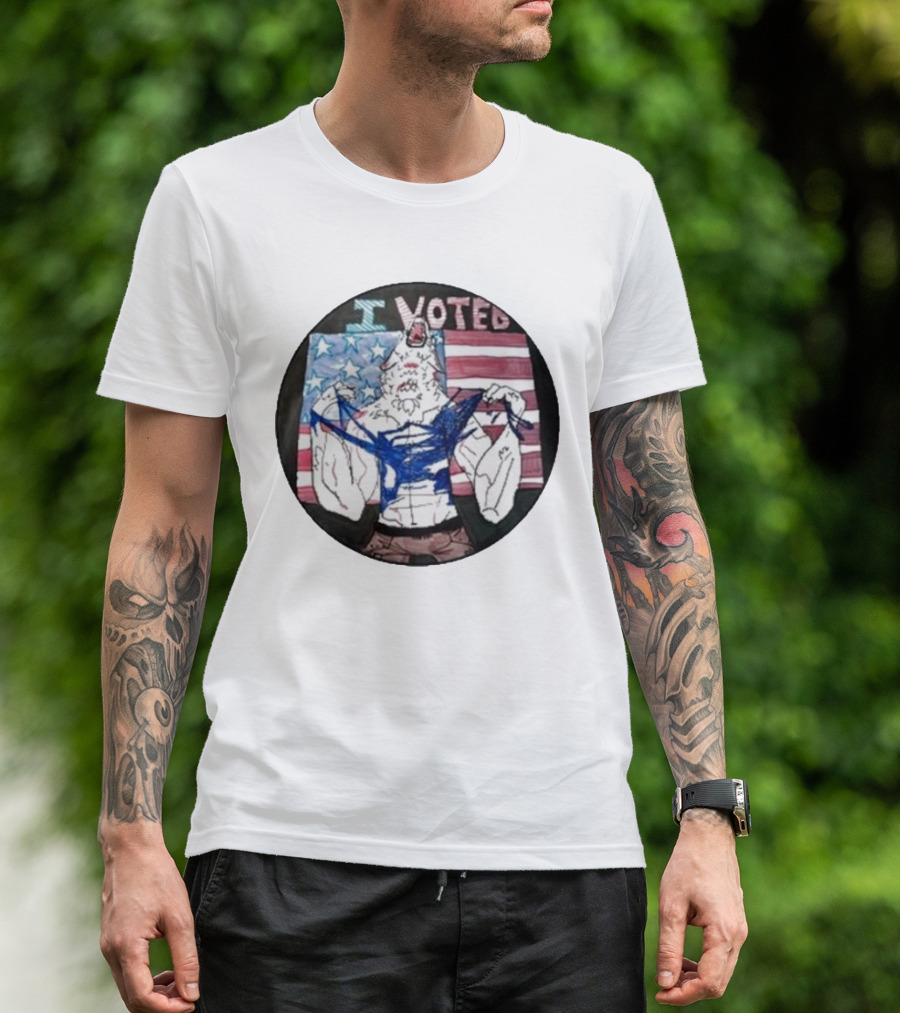 I Voted Michigan Patriotic Wolf American Flag T-Shirt