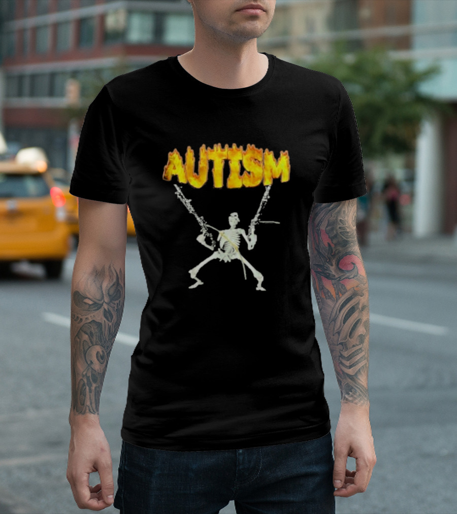 Skeleton Squad Humor And Bones Unite Autism Blaze T-Shirt