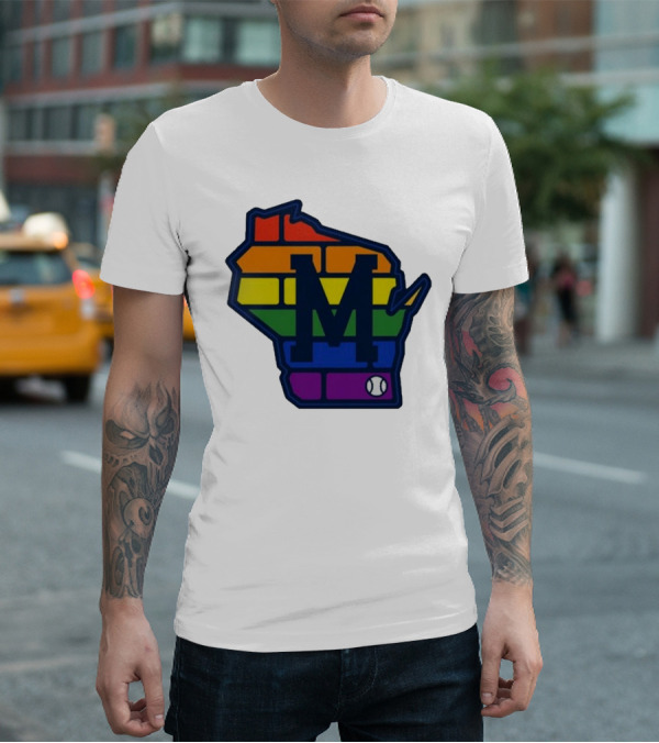 Aurora Health Care Brewers Pride Rainbow Wisconsin Baseball T-Shirt