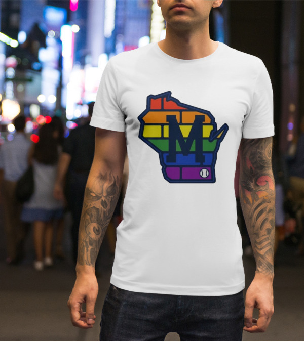 Aurora Health Care Brewers Pride Rainbow Wisconsin Baseball T-Shirt
