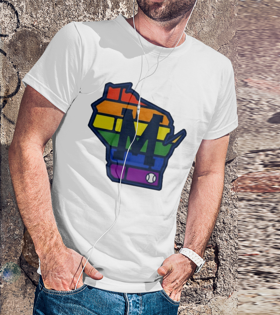 Aurora Health Care Brewers Pride Rainbow Wisconsin Baseball T-Shirt