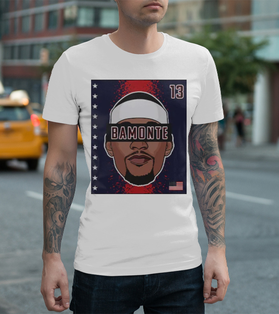 Bamonte 13 Stars and Stripes Illustration Bam Adebayo T-Shirt