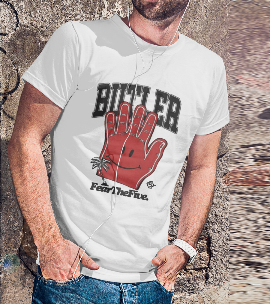 Butler Fear The Five SDSU Smiley Hand Palm Tree T-Shirt