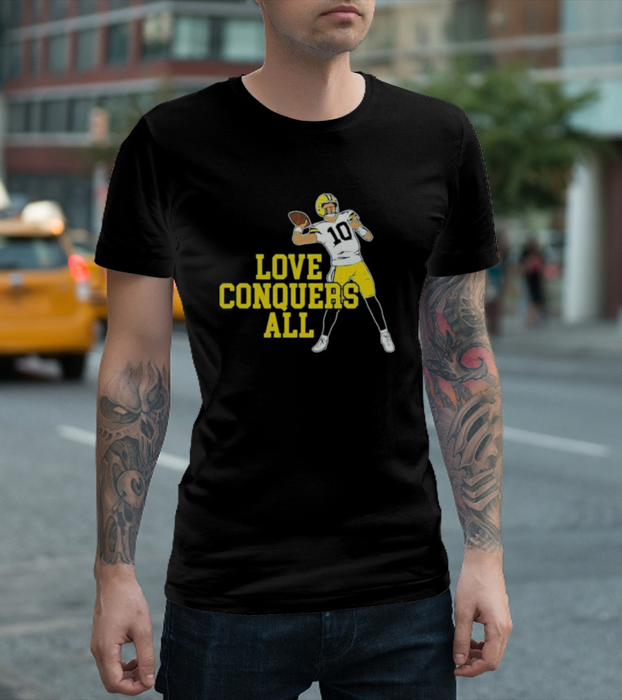 Love Conquers All Bo Nix Oregon Ducks Football Quarterback T-Shirt