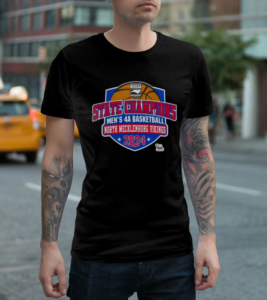 NCHSAA State Champions Men’s 4A Basketball North Mecklenburg Vikings T-Shirt