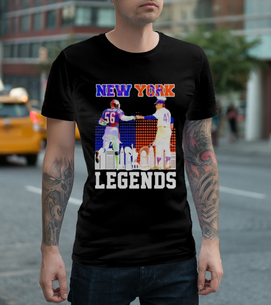 New York Lawrence Taylor Tom Seaver Legends Signatures T-Shirt