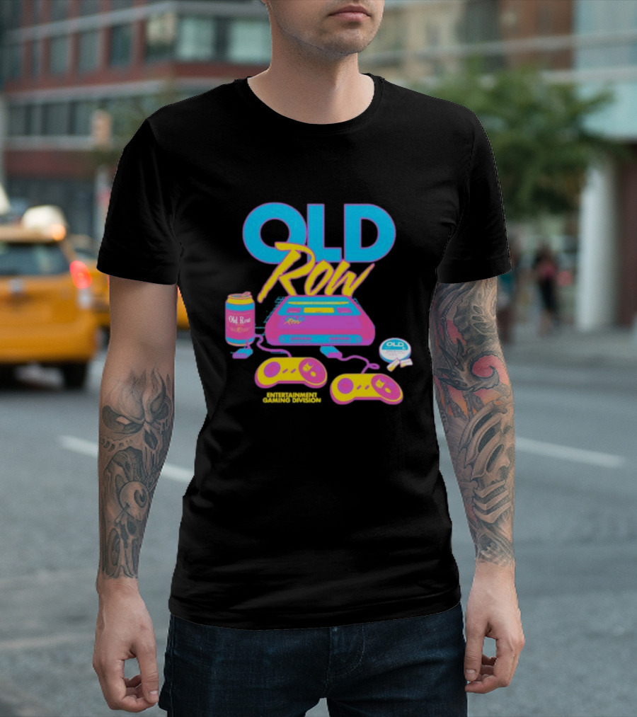 Old Row 90s Gaming Entertainment Gaming Division Mineral Wash Retro Console Controllers T-Shirt