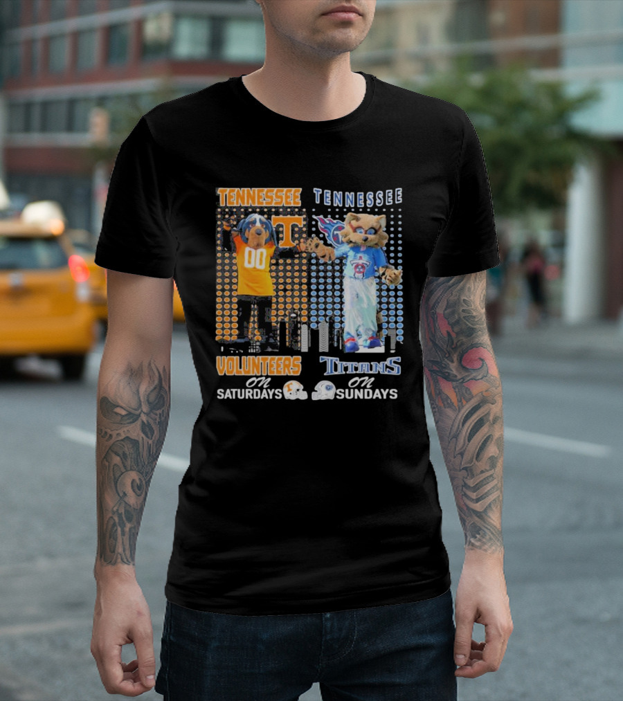 Tennessee Volunteers Saturdays Titans Sundays Football Mascots T-Shirt
