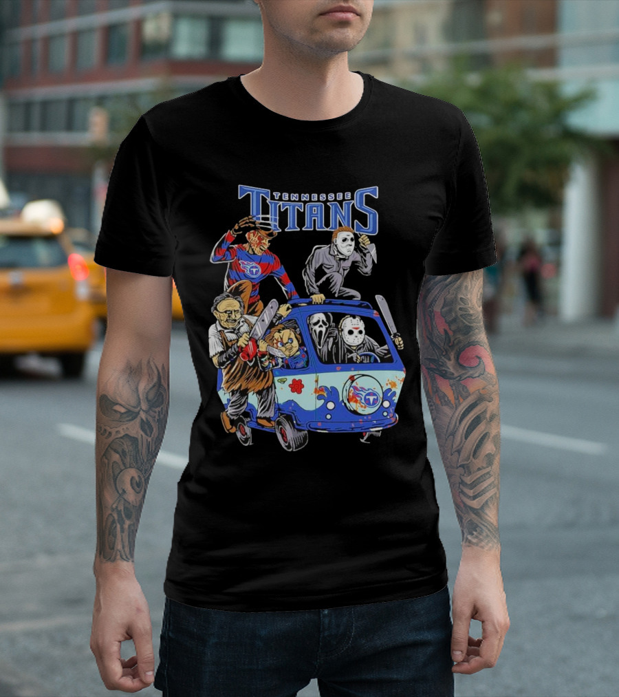 Tennessee Titans NFL Horror Movie Characters Halloween Van T-Shirt