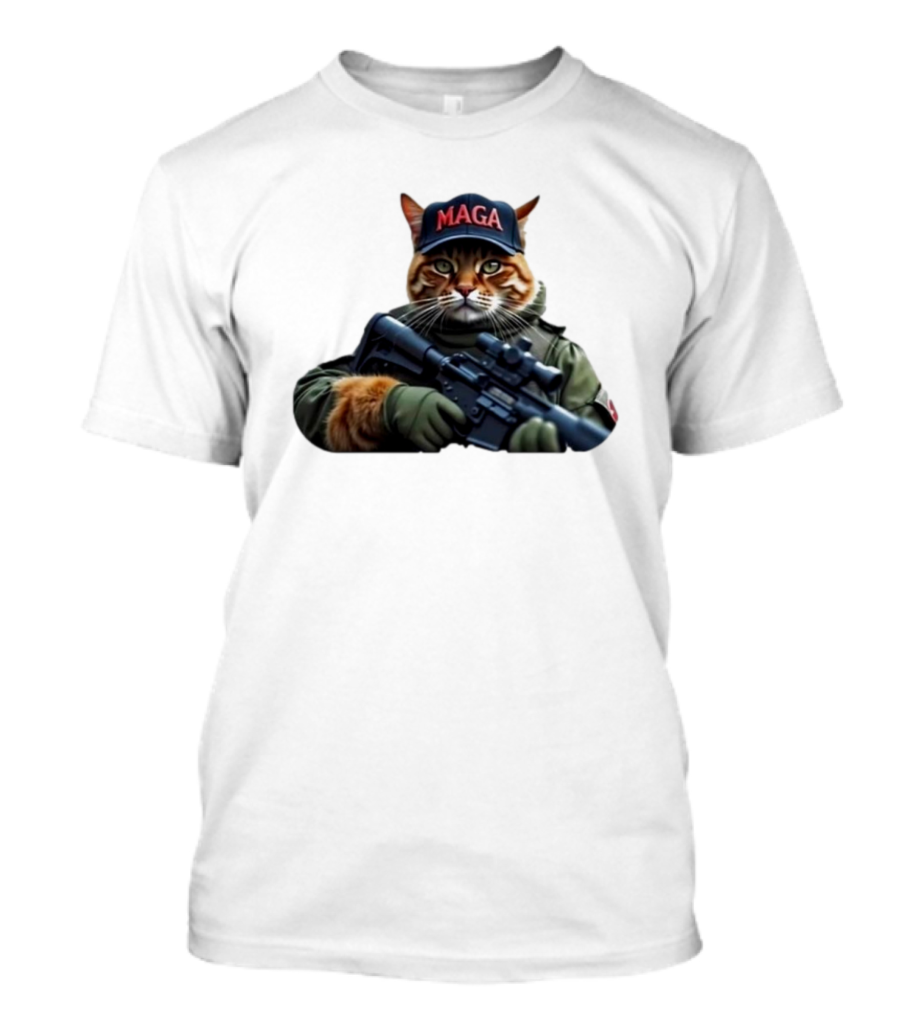 Trump 2024 Armed Cat MAGA Hat Patriotic Feline T-Shirt