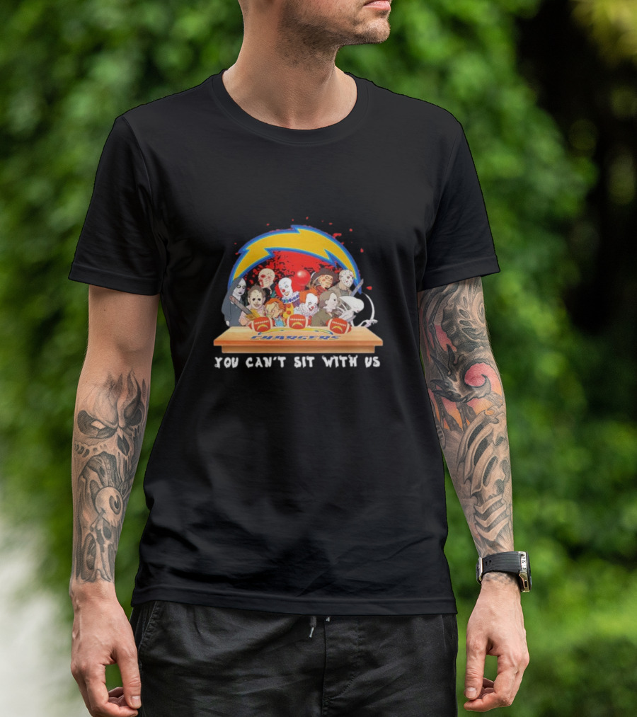 Horror Characters You Can’t Sit With Us Los Angeles Chargers Halloween Team T-Shirt