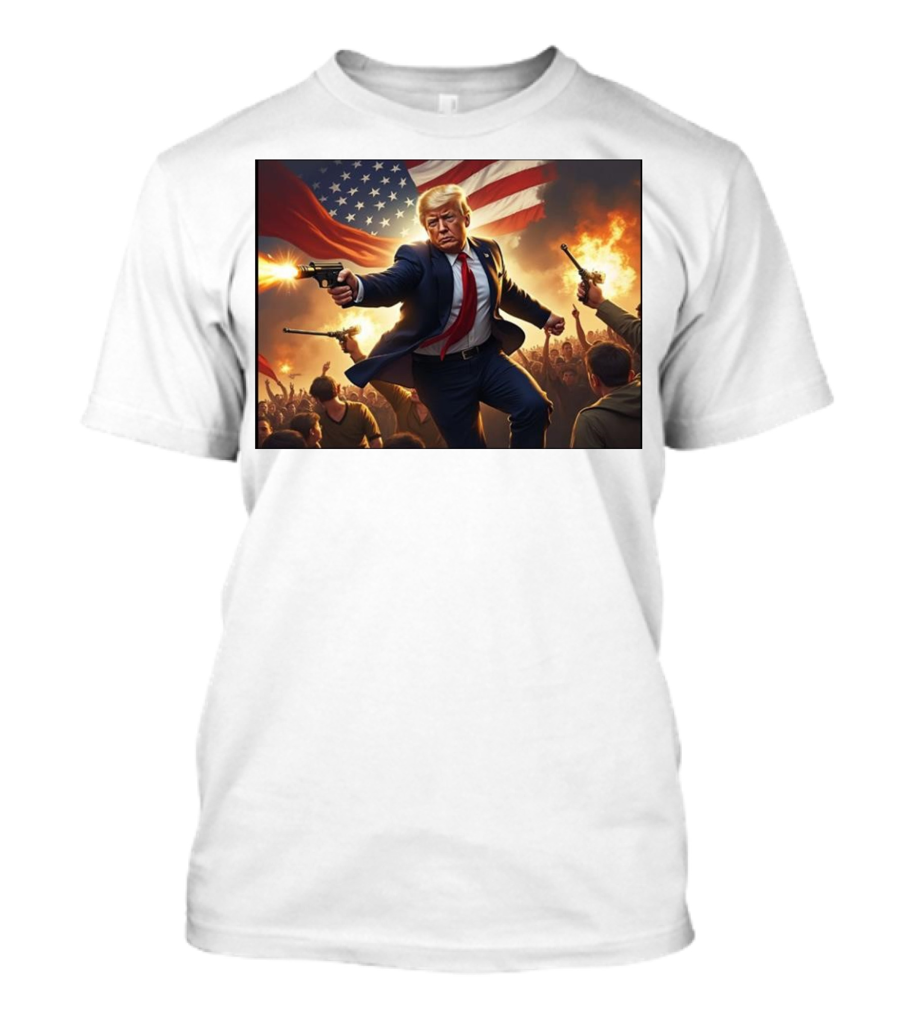 I AM SAFE AND WELL Our President Donald Trump American Flag Crowd Scene T-Shirt