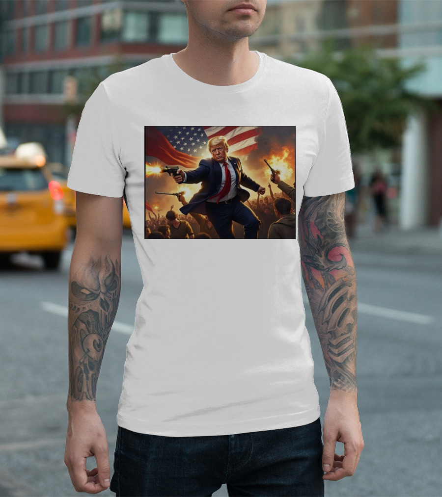 I AM SAFE AND WELL Our President Donald Trump American Flag Crowd Scene T-Shirt