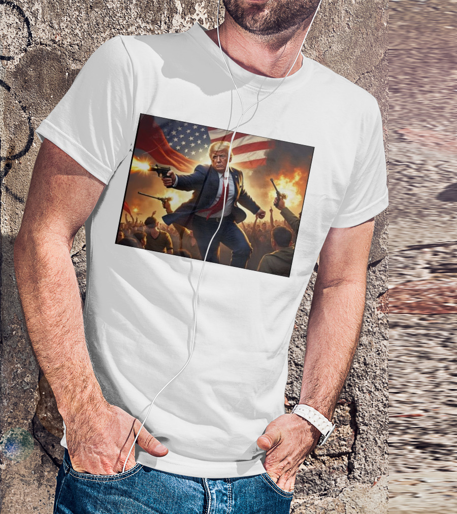 I AM SAFE AND WELL Our President Donald Trump American Flag Crowd Scene T-Shirt