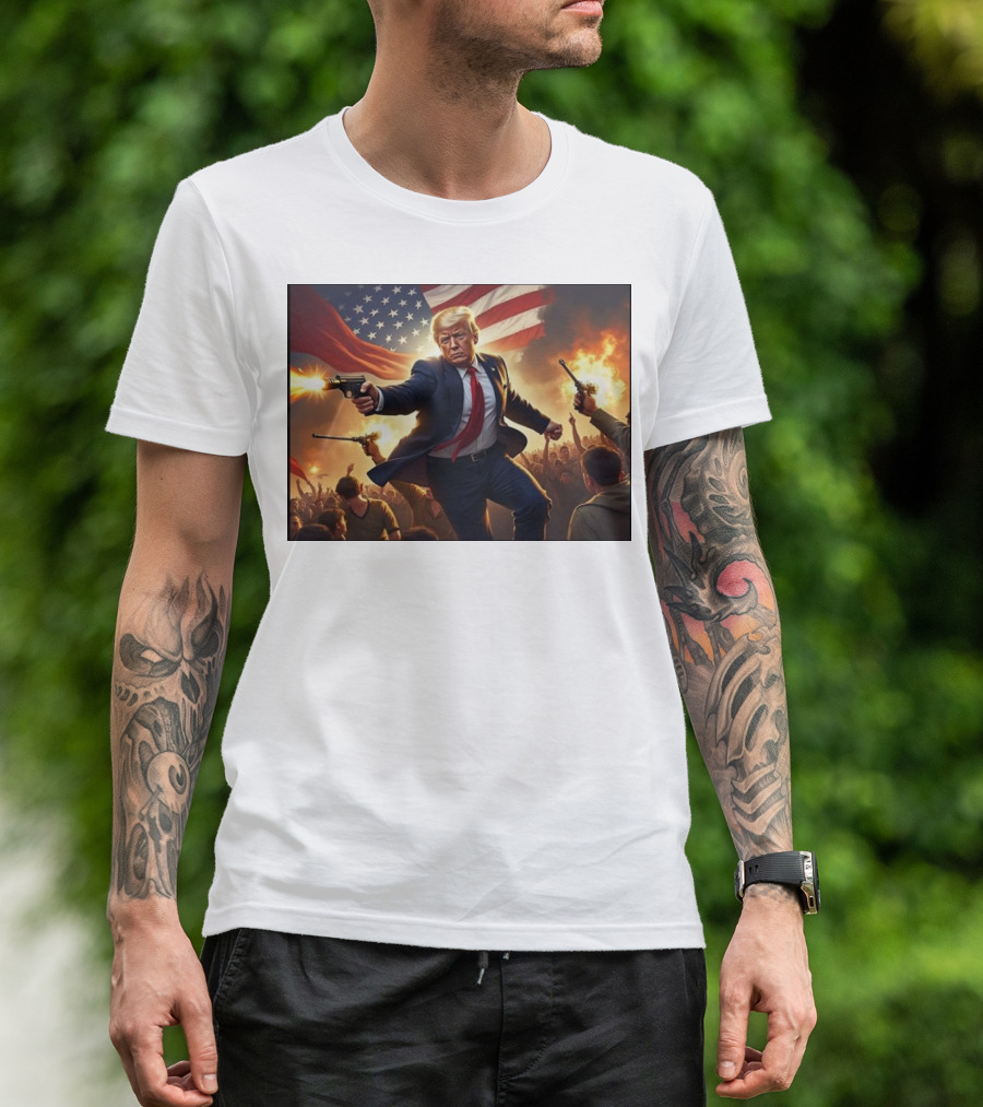I AM SAFE AND WELL Our President Donald Trump American Flag Crowd Scene T-Shirt