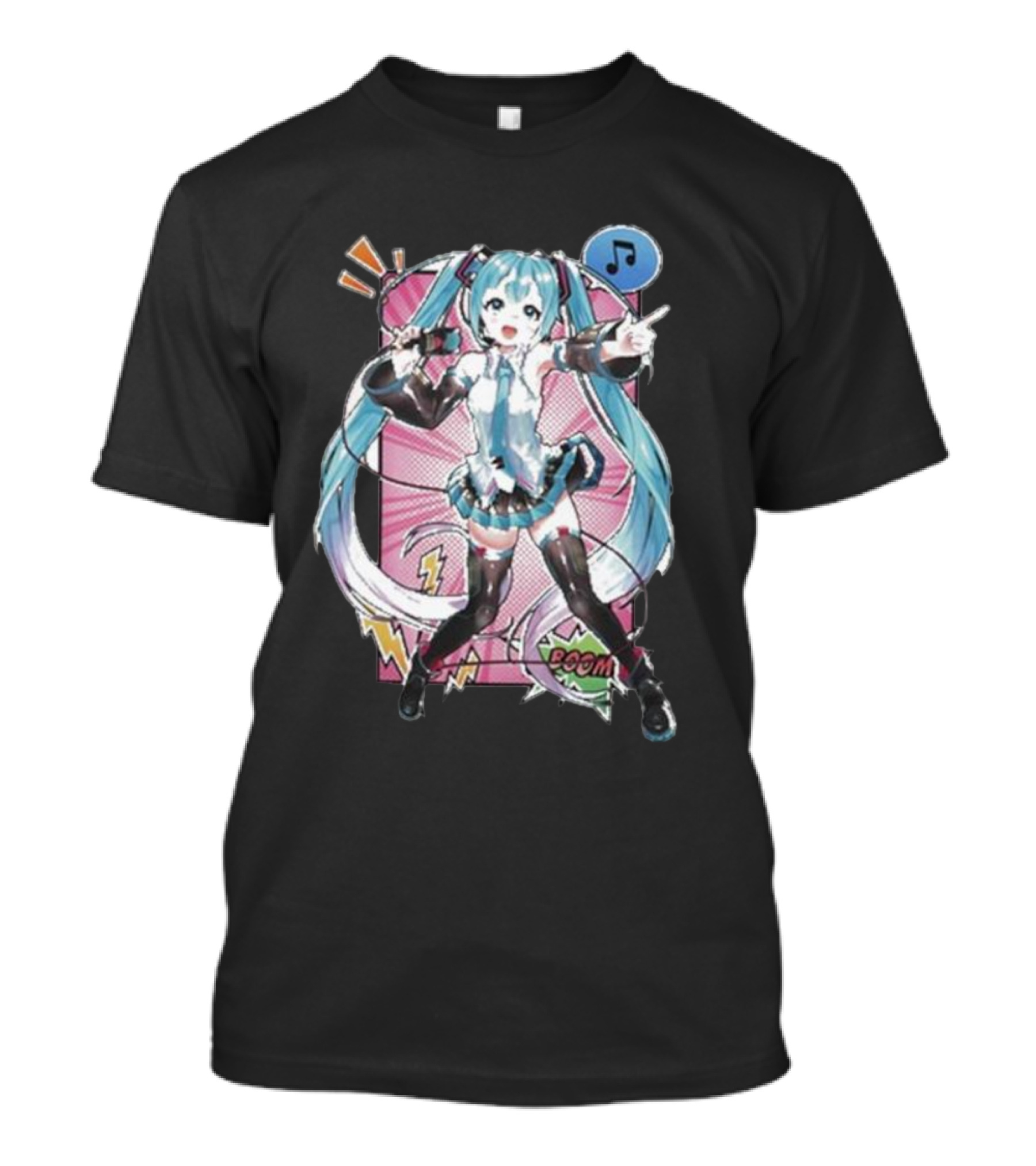Miku Expo 2024 North America Tour Comic Style With Music Note And Boom Speech Bubbles T-Shirt
