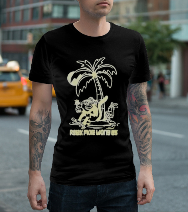 Relax More Worry Less Monkey Under Palm Tree With Drink T-Shirt