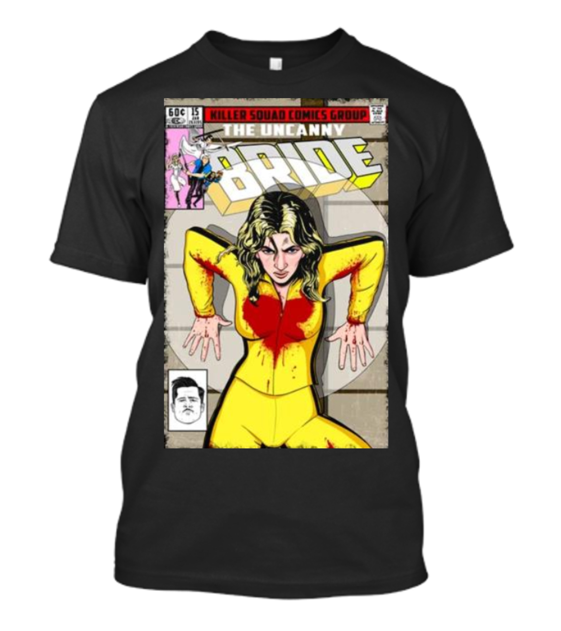 Killer Squad Comics Group The Uncanny Bride Bloodstained Yellow Suit Comic Cover T-Shirt