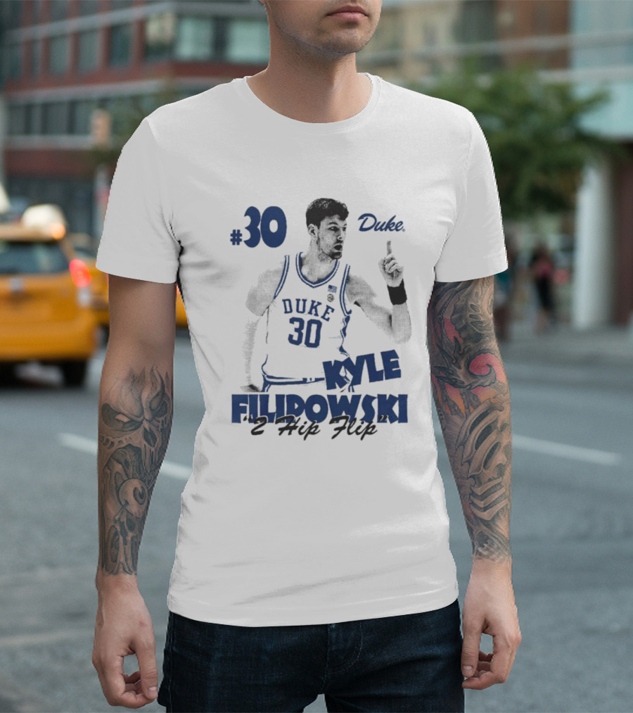 Kyle Filipowski Duke #30 2 Hip Flip T-Shirt