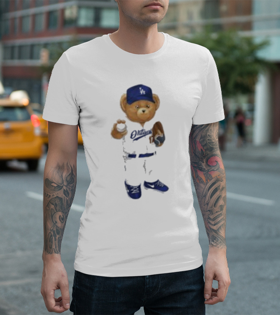 LA Angels Shohei Ohtani Showtime Bear Dodgers Hat Baseball Glove T-Shirt