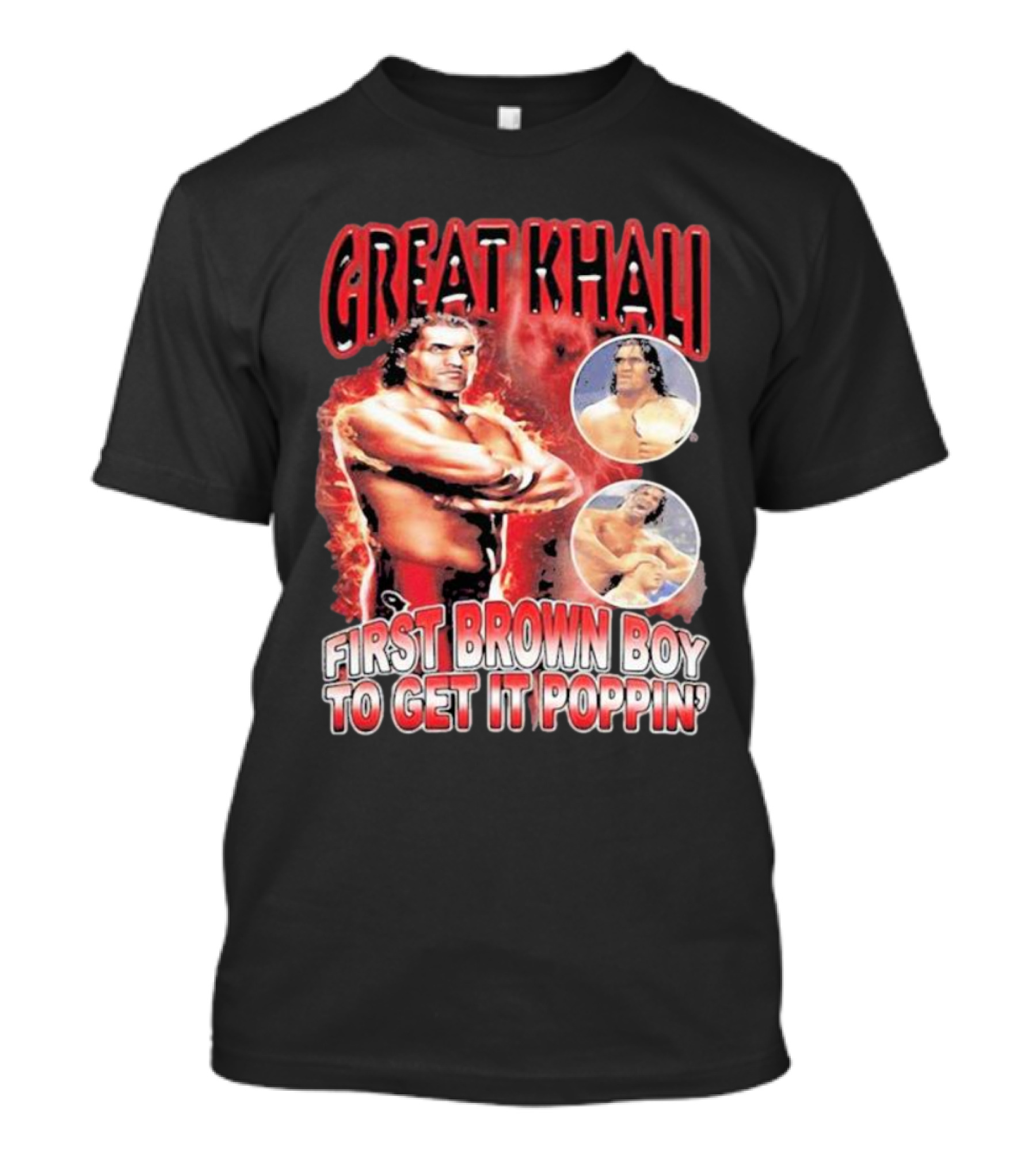 Great Khali First Brown Boy To Get It Poppin Mansoor Wearing T-Shirt