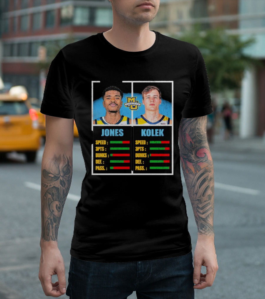 Marquette Jones Kolek Speed 3PT Dunks Defense Passing Player Index T-Shirt
