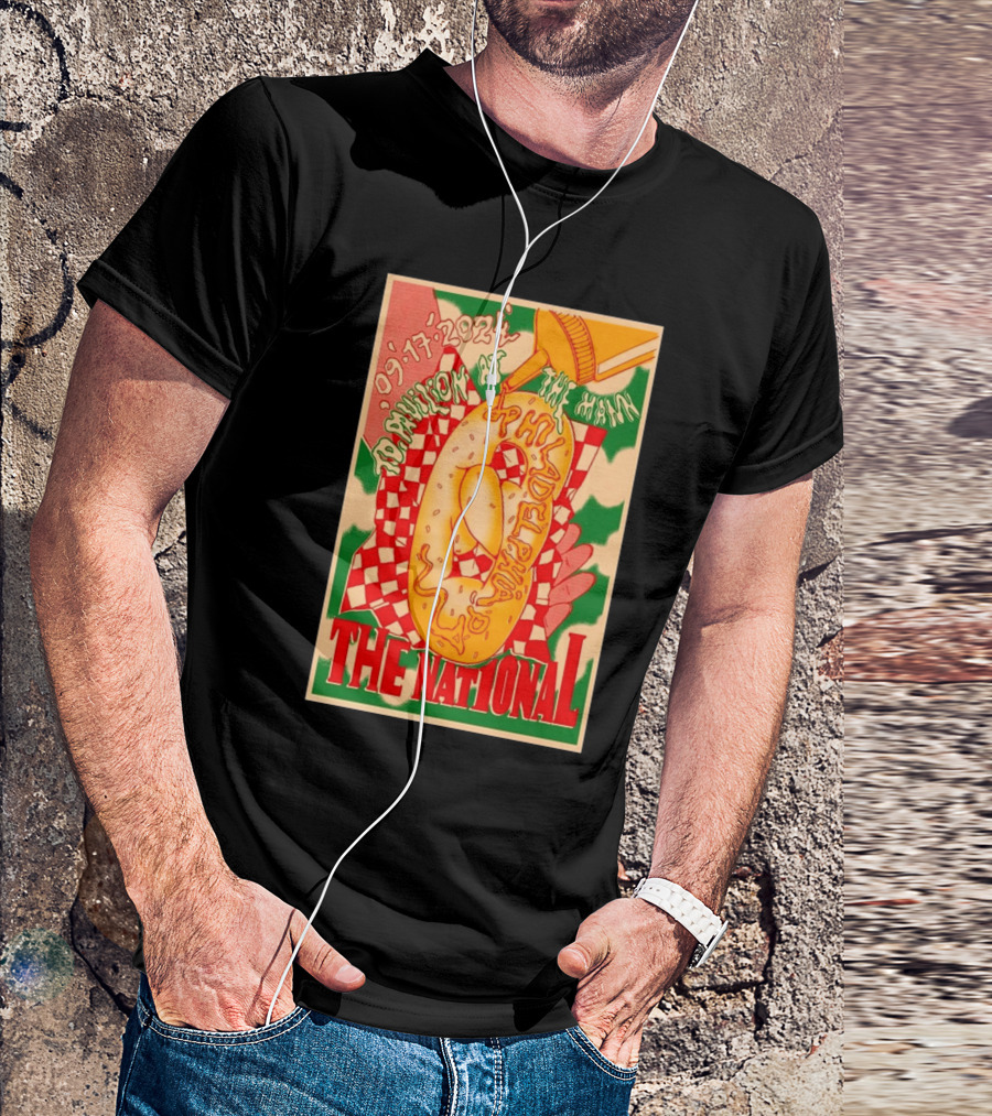 The National Philadelphia Pa September 17 2024 TD Pavilion At The Mann Concert Poster With Bagel And Mustard T-Shirt