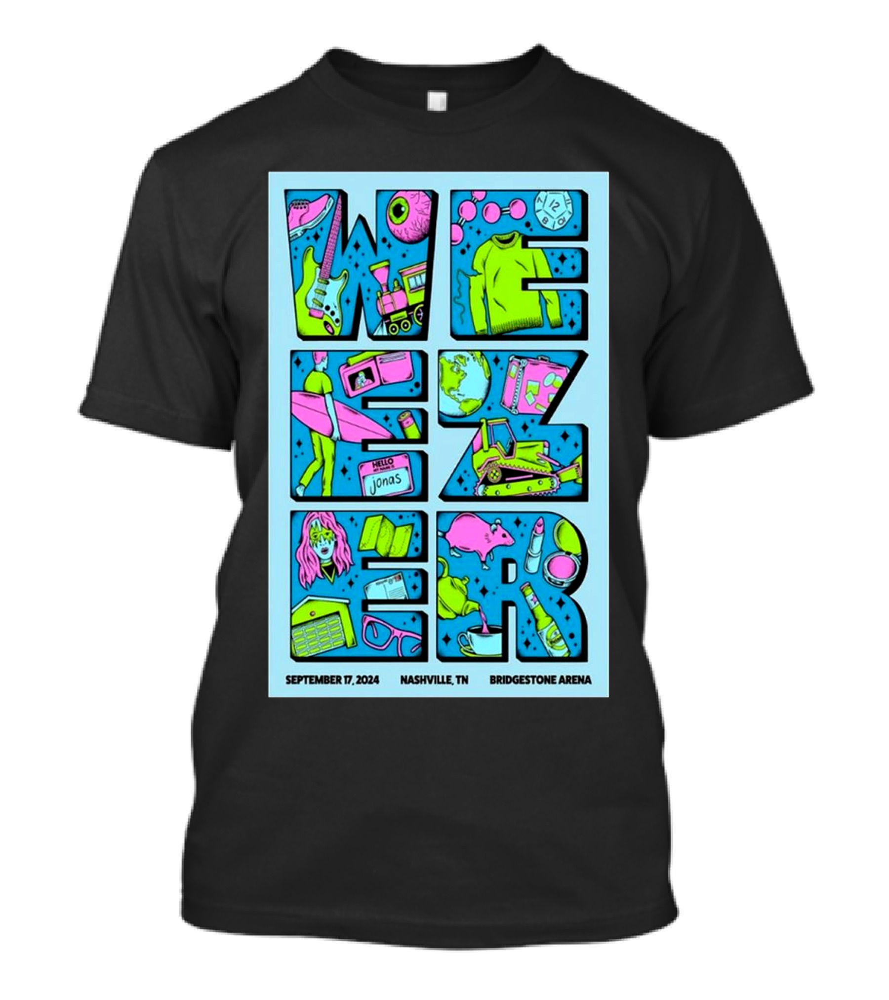 Weezer September 17, 2024 Nashville TN Bridgestone Arena Tour T-Shirt
