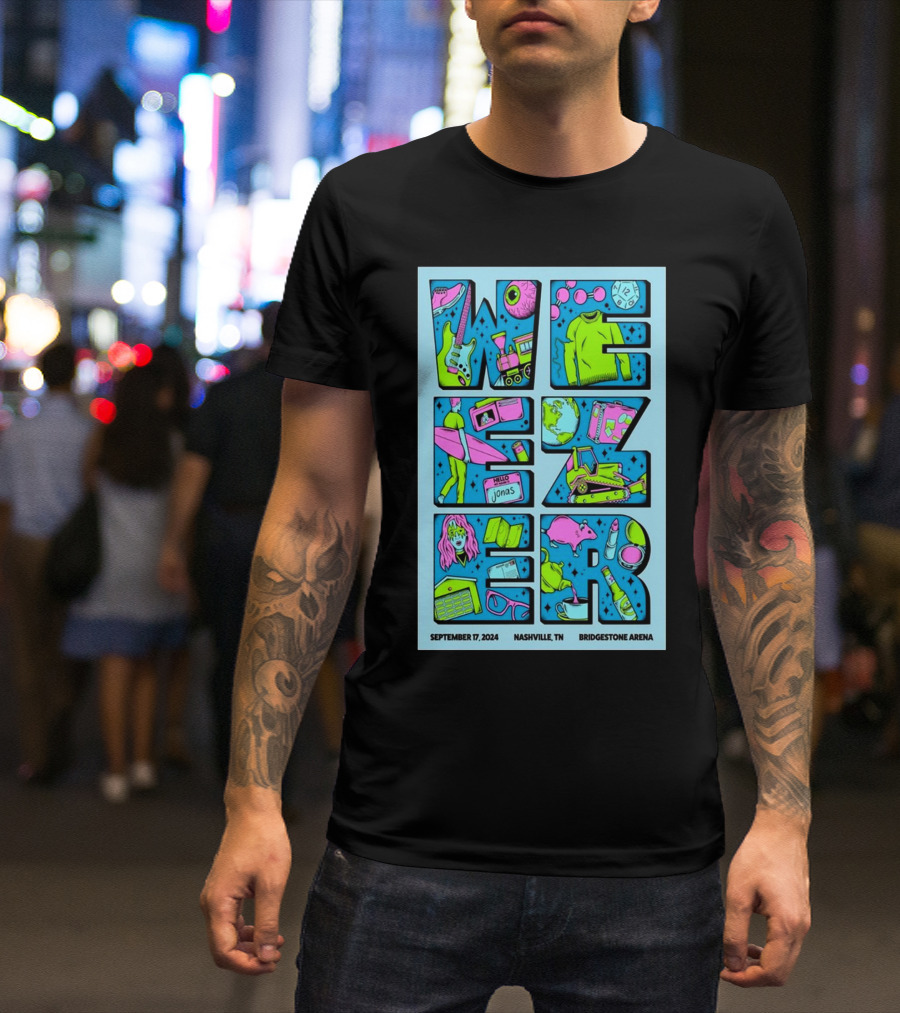 Weezer September 17, 2024 Nashville TN Bridgestone Arena Tour T-Shirt