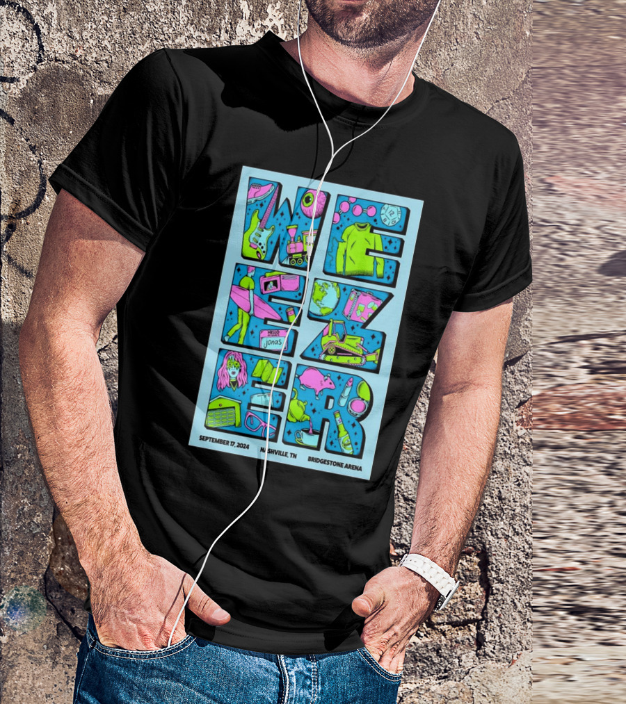 Weezer September 17, 2024 Nashville TN Bridgestone Arena Tour T-Shirt