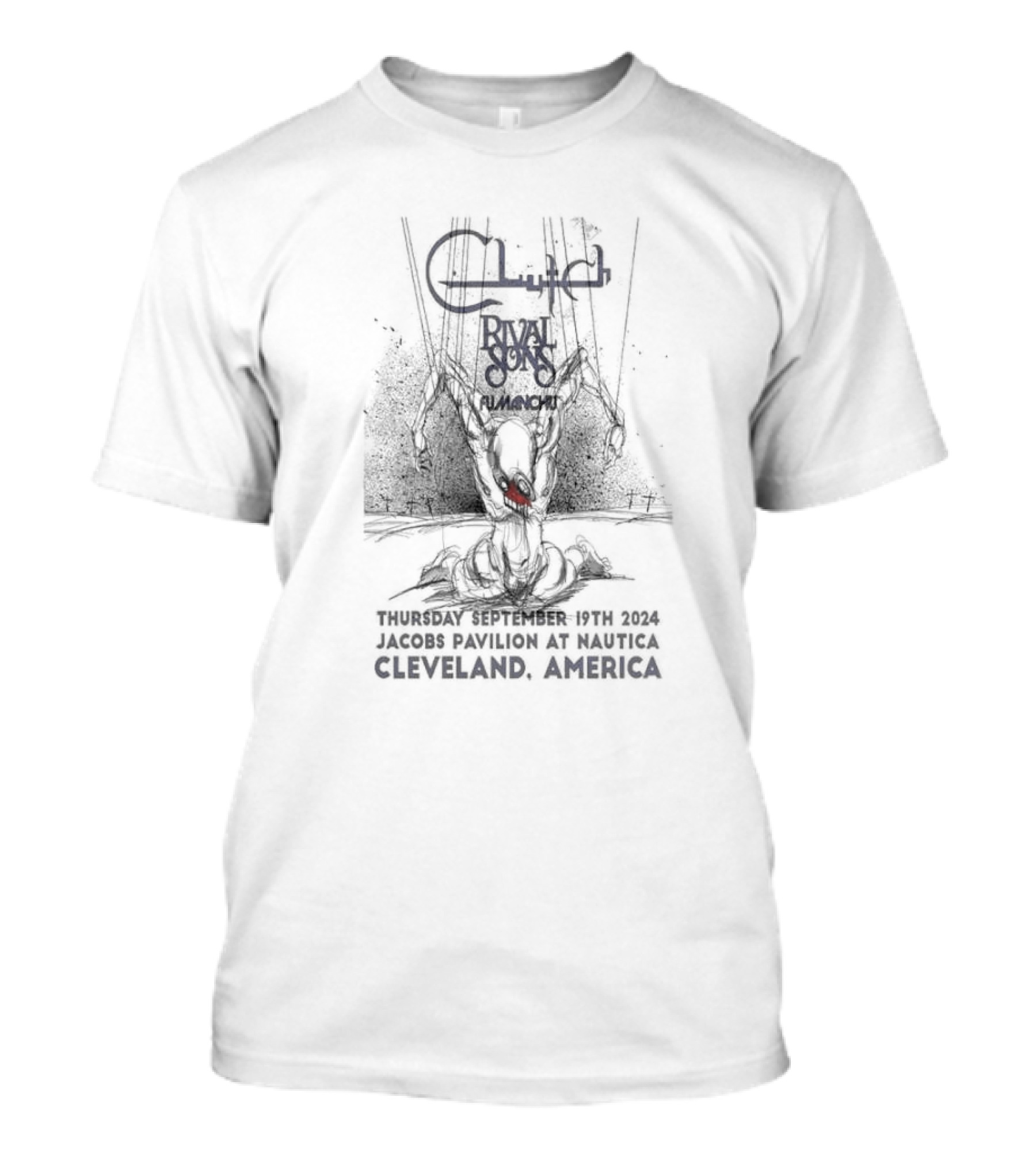 Clutch Rival Sons Fu Manchu September 19 2024 Jacobs Pavilion At Nautica Cleveland America T-Shirt