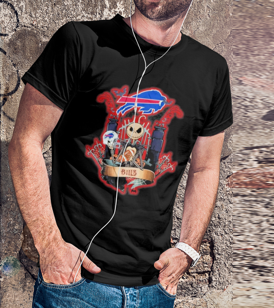Buffalo Bills Jack Skellington Halloween Football Crossover T-Shirt