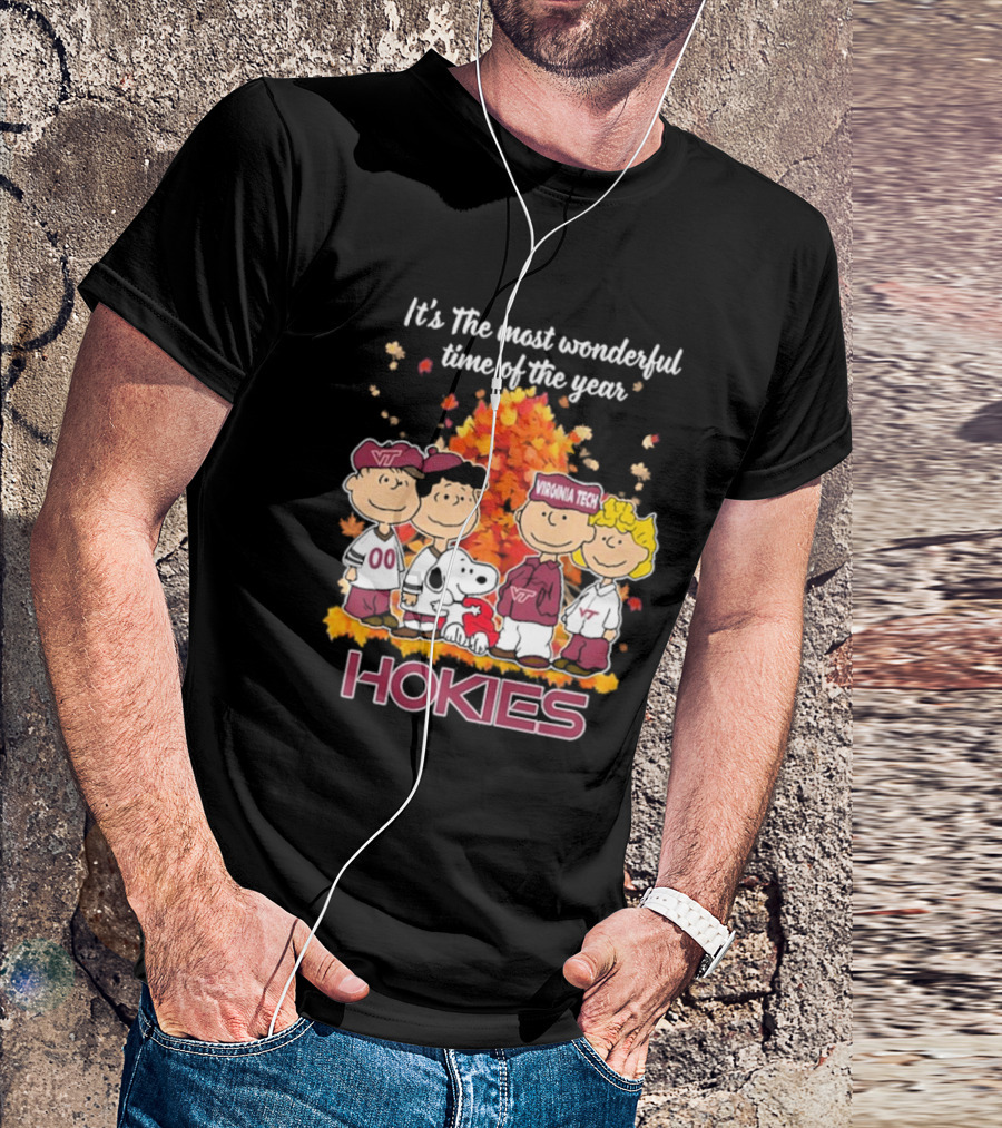 Snoopy Virginia Tech Hokies Peanuts Friends Wonderful Time Of The Year T-Shirt