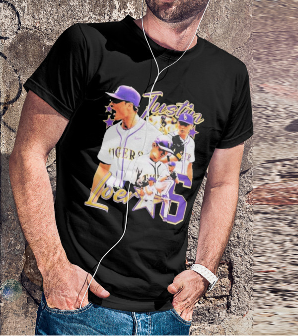 Justin Loer 6 LSU Tigers Baseball Pitcher Collage T-Shirt