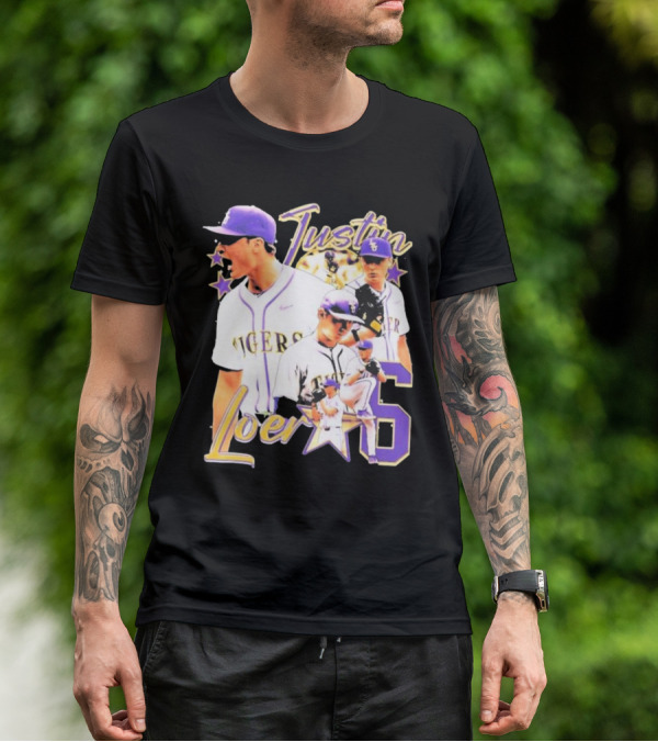 Justin Loer 6 LSU Tigers Baseball Pitcher Collage T-Shirt