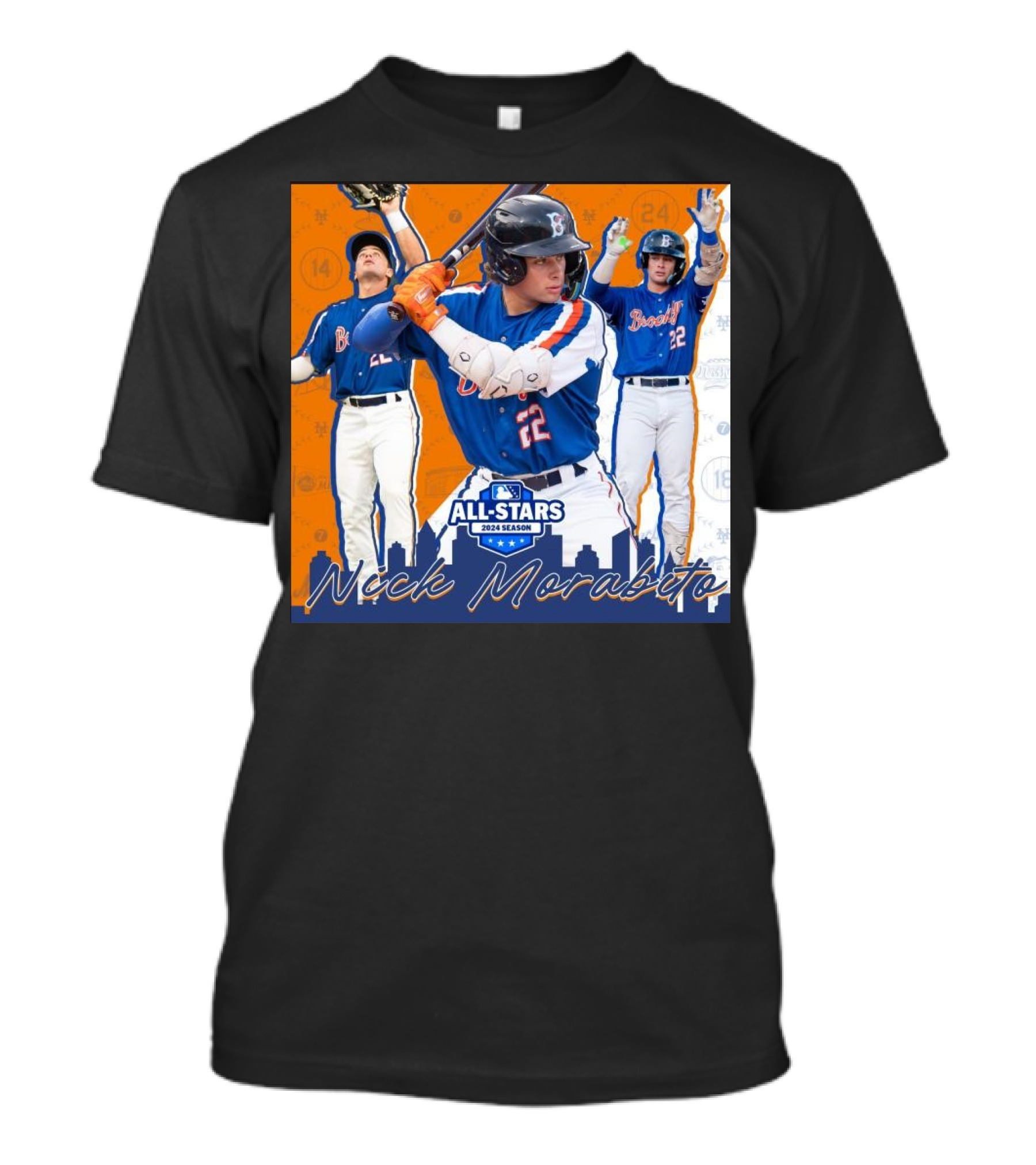 Nick Morabito Brooklyn Cyclones All-Stars 2024 Season Baseball Montage T-Shirt
