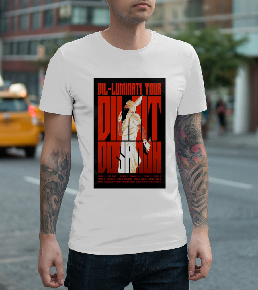 Diljit Dosanjh Dil-Luminati Tour Europe 2024 September Paris Cologne Brussels London Manchester Glasgow T-Shirt
