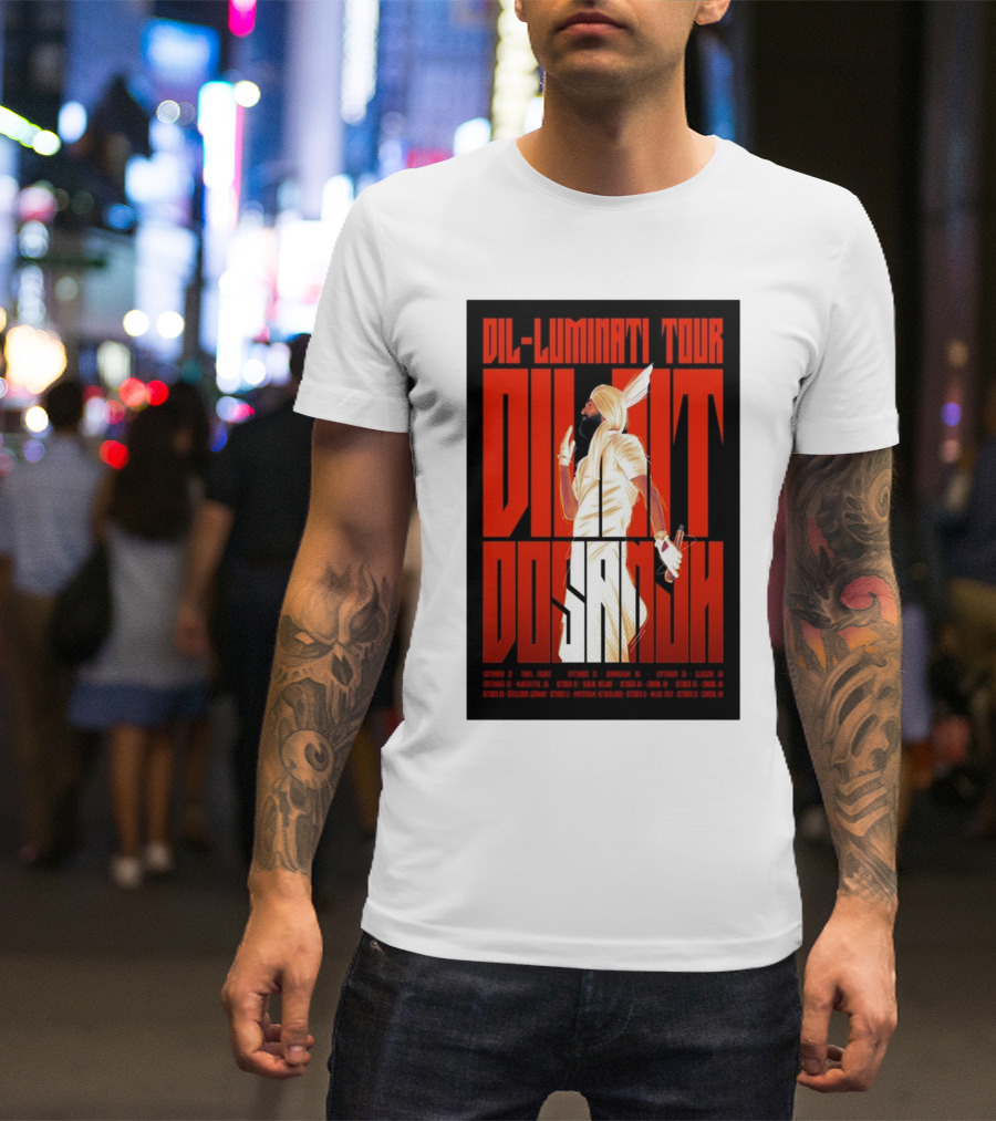 Diljit Dosanjh Dil-Luminati Tour Europe 2024 September Paris Cologne Brussels London Manchester Glasgow T-Shirt