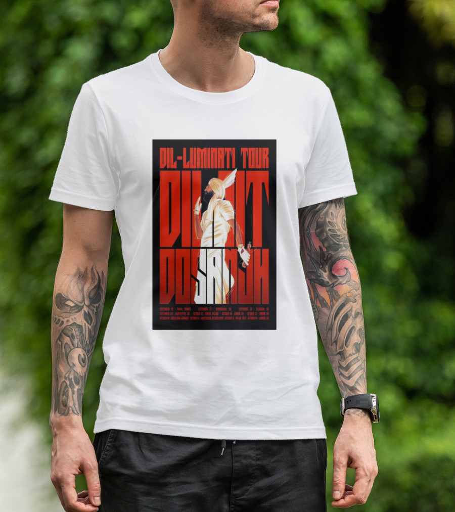 Diljit Dosanjh Dil-Luminati Tour Europe 2024 September Paris Cologne Brussels London Manchester Glasgow T-Shirt