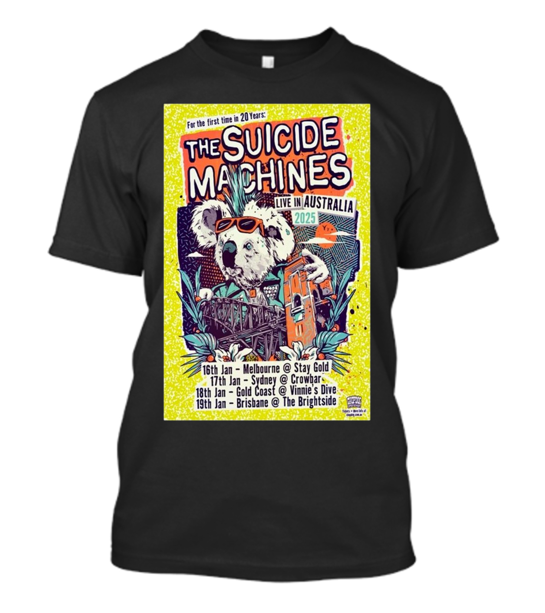 The Suicide Machines Live In Australia 2025 Tour Dates January Melbourne Sydney Gold Coast Brisbane T-Shirt