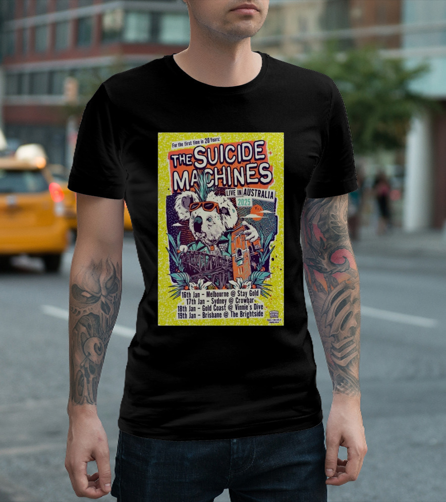 The Suicide Machines Live In Australia 2025 Tour Dates January Melbourne Sydney Gold Coast Brisbane T-Shirt