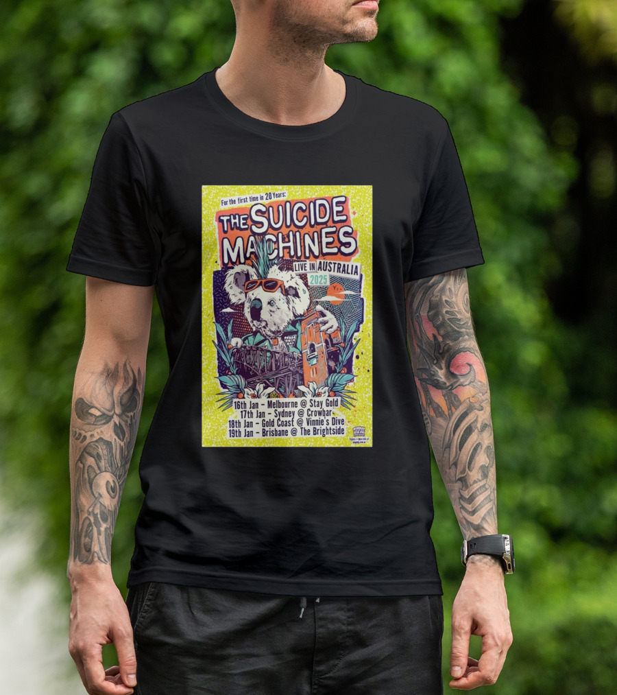 The Suicide Machines Live In Australia 2025 Tour Dates January Melbourne Sydney Gold Coast Brisbane T-Shirt