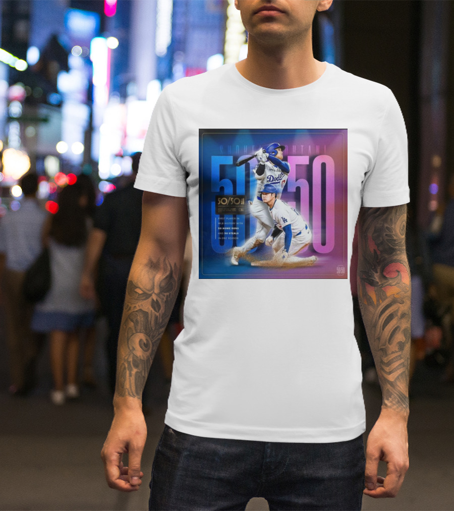 Shohei Ohtani 50/50 First Player MLB History 50 Home Runs And Steals Dodgers T-Shirt